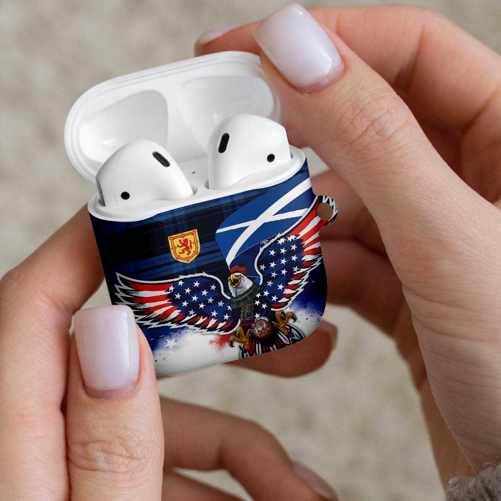 Scottish-American Heritage Month AirPods Case USA Eagle with Scottish Traditional Costume
