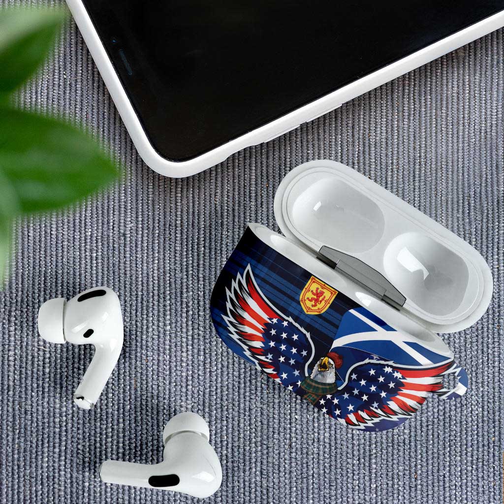 Scottish-American Heritage Month AirPods Case USA Eagle with Scottish Traditional Costume