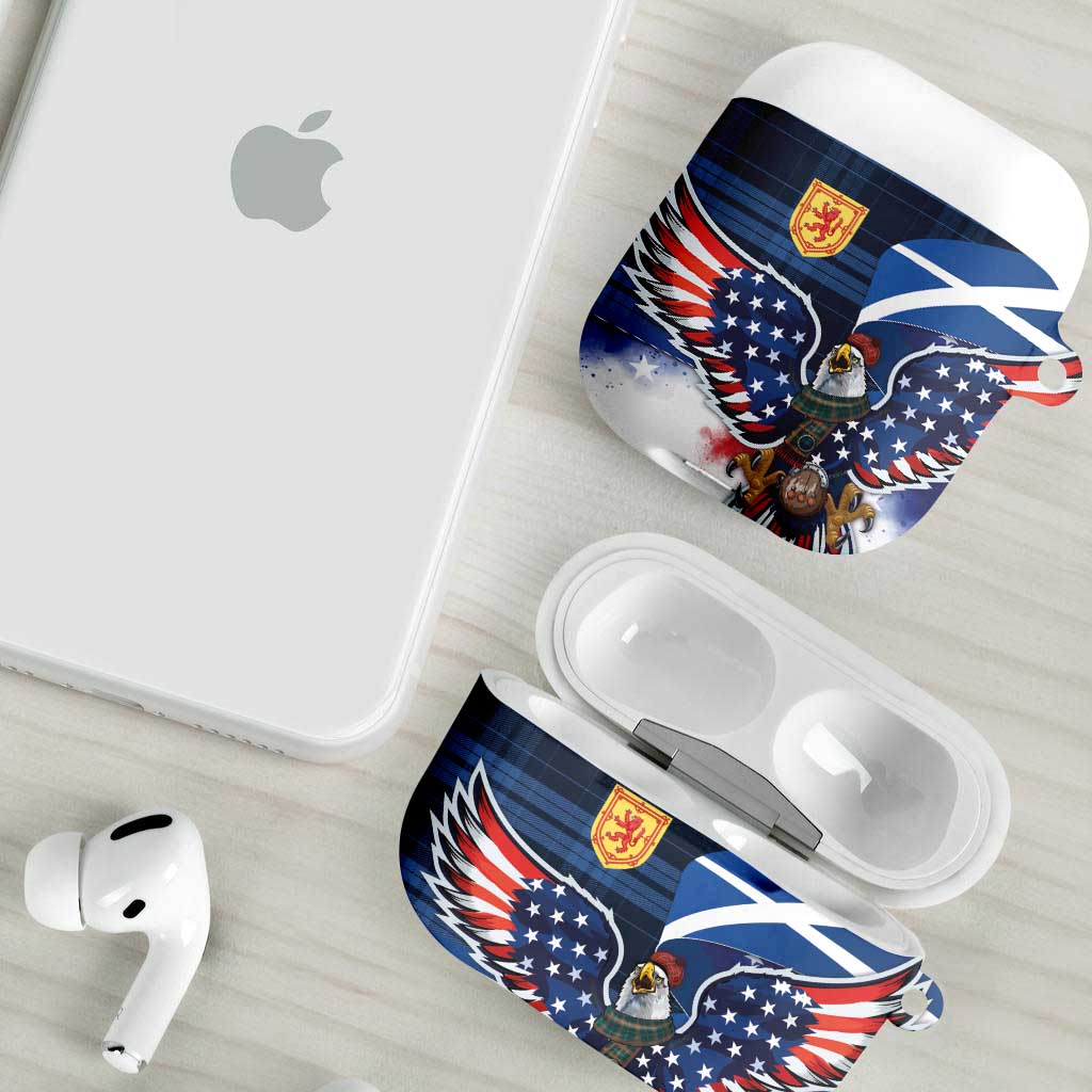Scottish-American Heritage Month AirPods Case USA Eagle with Scottish Traditional Costume