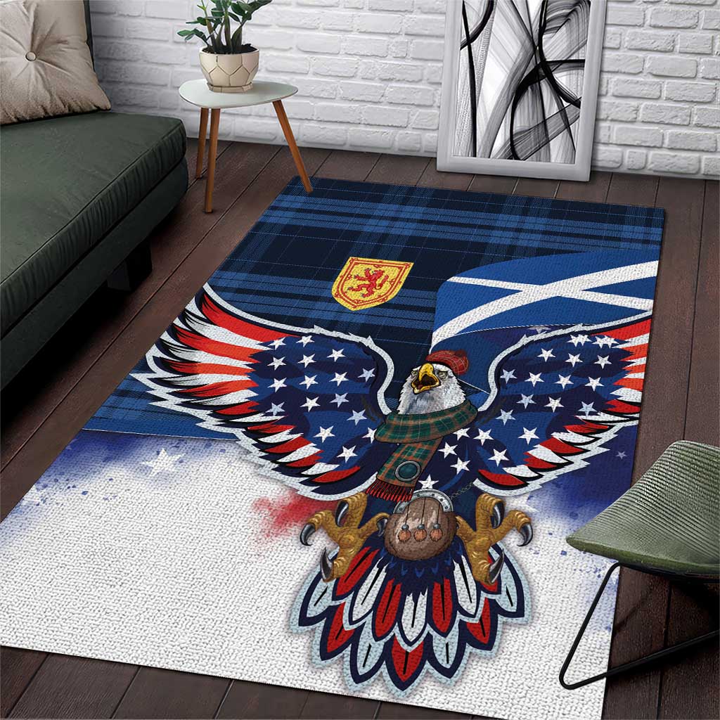 Scottish-American Heritage Month Area Rug USA Eagle with Scottish Traditional Costume