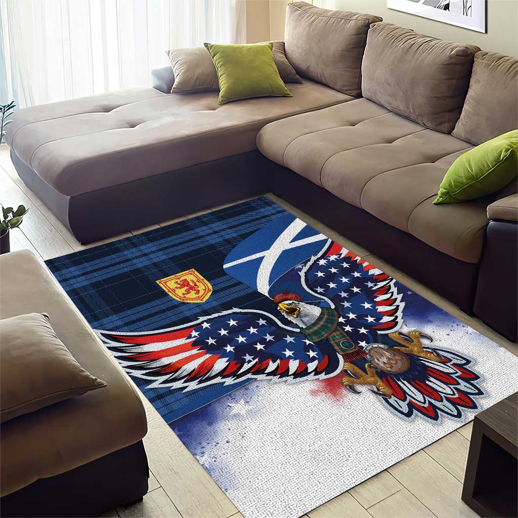 Scottish-American Heritage Month Area Rug USA Eagle with Scottish Traditional Costume