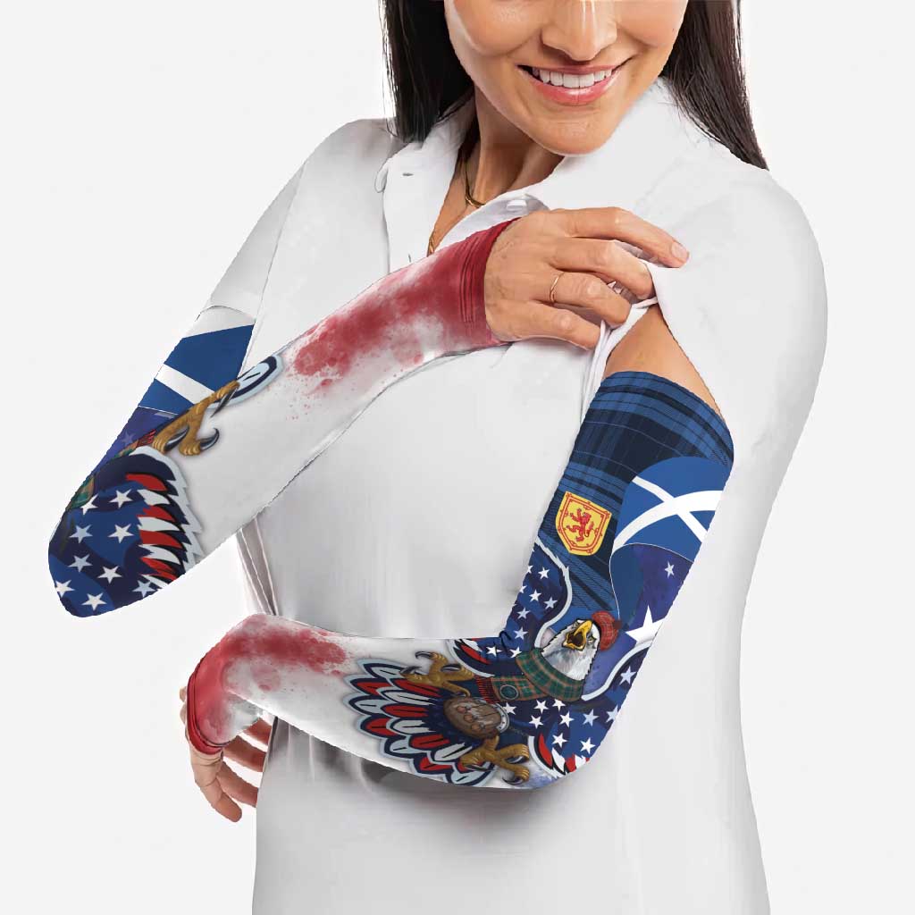 Scottish-American Heritage Month Arm Sleeves USA Eagle with Scottish Traditional Costume