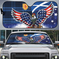 Scottish-American Heritage Month Auto Sun Shade USA Eagle with Scottish Traditional Costume