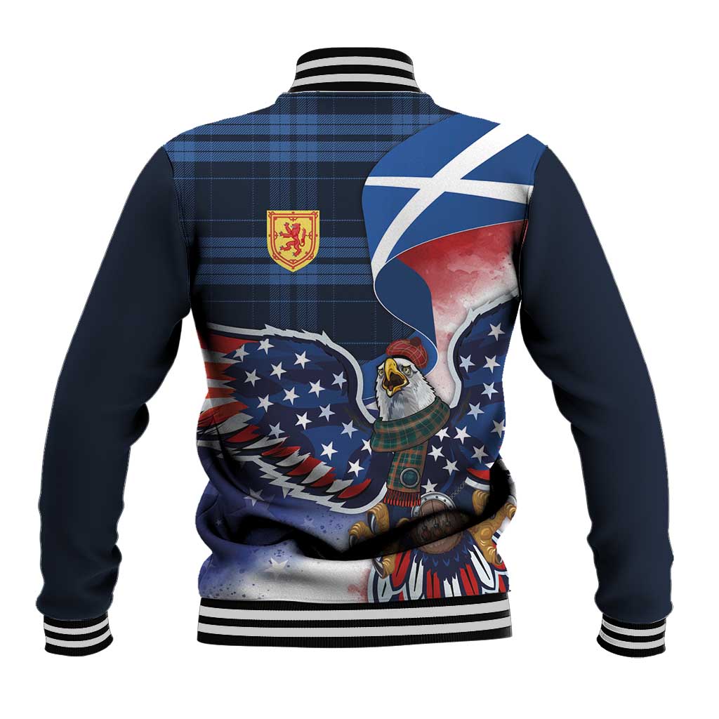 Scottish-American Heritage Month Baseball Jacket USA Eagle with Scottish Traditional Costume