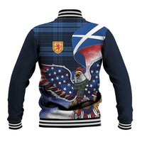 Scottish-American Heritage Month Baseball Jacket USA Eagle with Scottish Traditional Costume