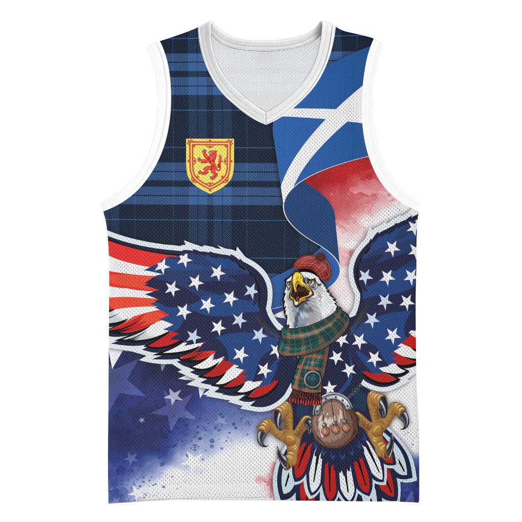 Scottish-American Heritage Month Basketball Jersey USA Eagle with Scottish Traditional Costume