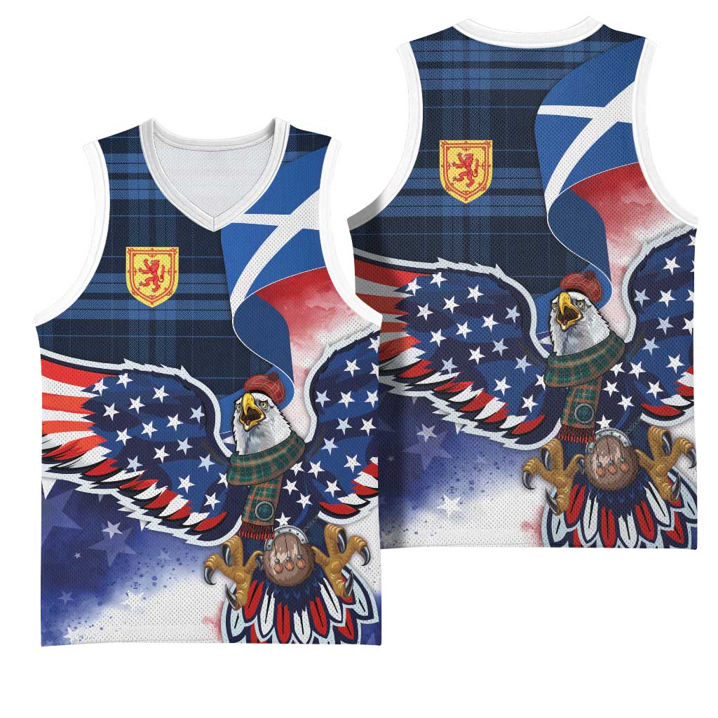 Scottish-American Heritage Month Basketball Jersey USA Eagle with Scottish Traditional Costume