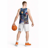 Scottish-American Heritage Month Basketball Jersey USA Eagle with Scottish Traditional Costume