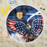 Scottish-American Heritage Month Beach Blanket USA Eagle with Scottish Traditional Costume