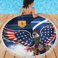 Scottish-American Heritage Month Beach Blanket USA Eagle with Scottish Traditional Costume