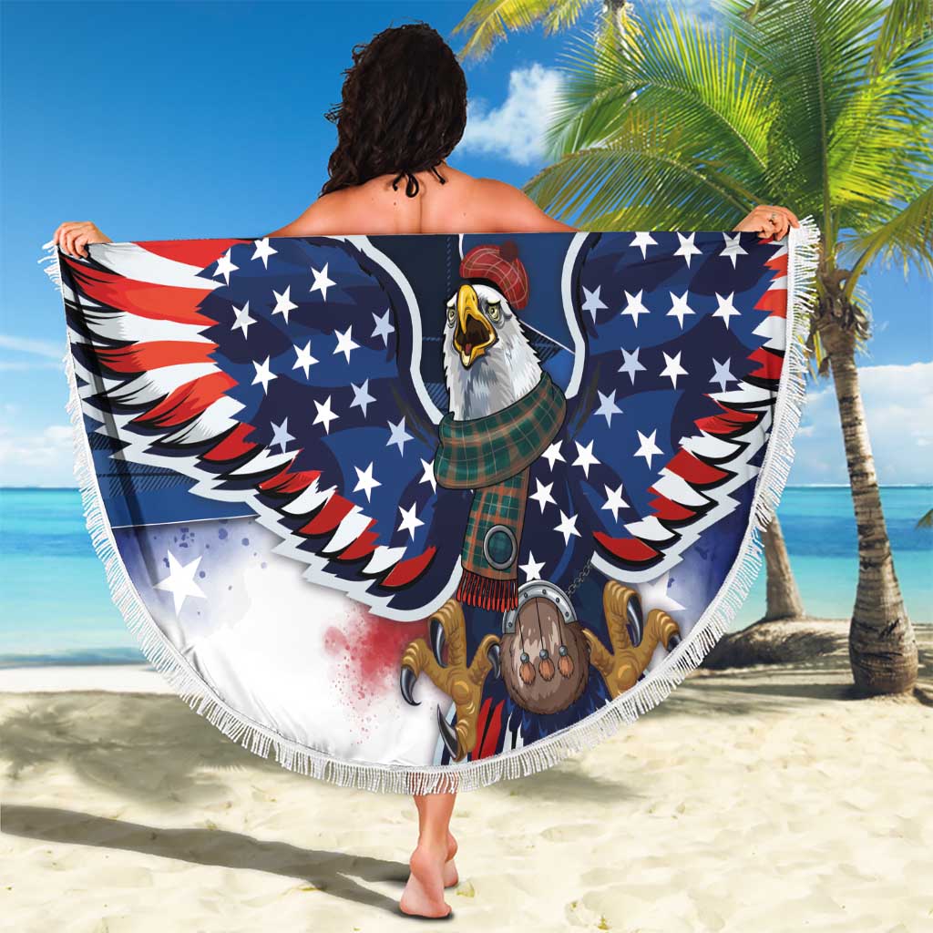Scottish-American Heritage Month Beach Blanket USA Eagle with Scottish Traditional Costume