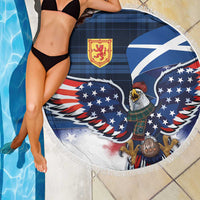 Scottish-American Heritage Month Beach Blanket USA Eagle with Scottish Traditional Costume