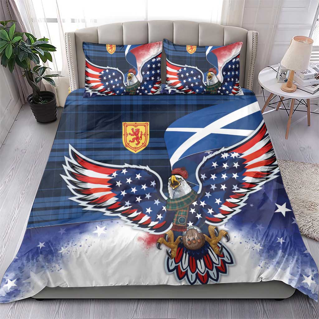 Scottish-American Heritage Month Bedding Set USA Eagle with Scottish Traditional Costume