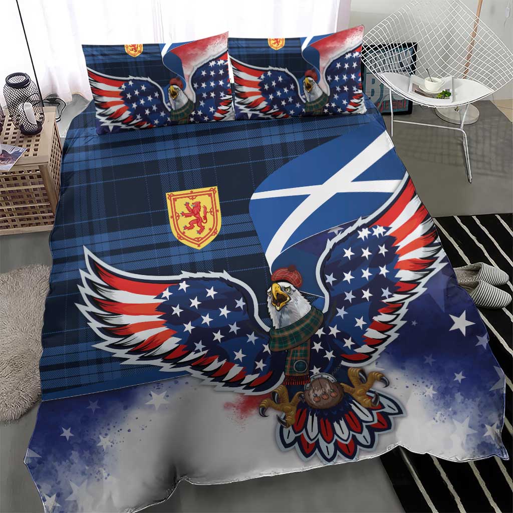 Scottish-American Heritage Month Bedding Set USA Eagle with Scottish Traditional Costume