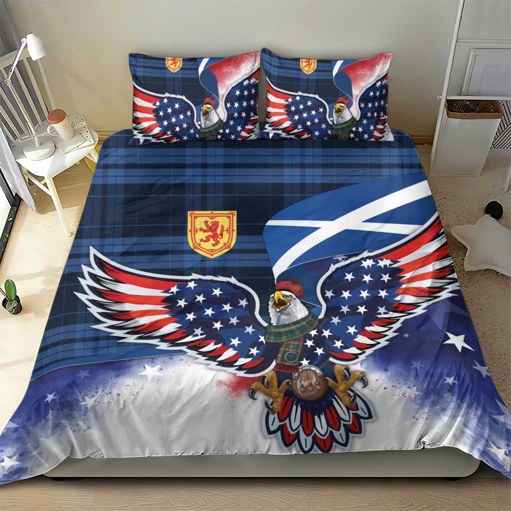 Scottish-American Heritage Month Bedding Set USA Eagle with Scottish Traditional Costume
