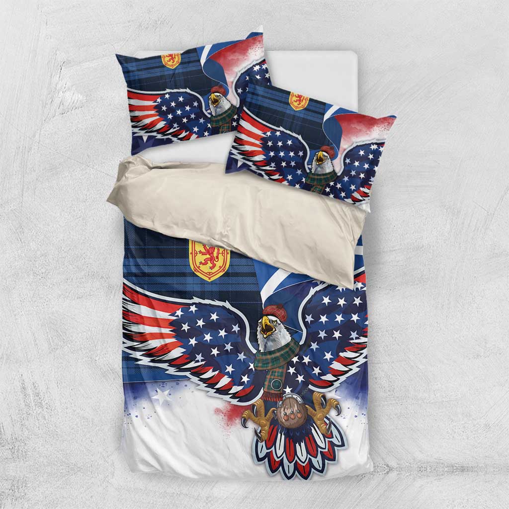 Scottish-American Heritage Month Bedding Set USA Eagle with Scottish Traditional Costume