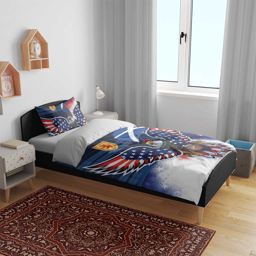 Scottish-American Heritage Month Bedding Set USA Eagle with Scottish Traditional Costume