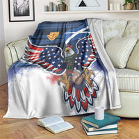 Scottish-American Heritage Month Blanket USA Eagle with Scottish Traditional Costume