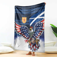 Scottish-American Heritage Month Blanket USA Eagle with Scottish Traditional Costume