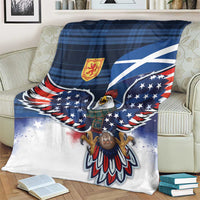 Scottish-American Heritage Month Blanket USA Eagle with Scottish Traditional Costume