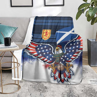 Scottish-American Heritage Month Blanket USA Eagle with Scottish Traditional Costume