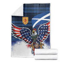 Scottish-American Heritage Month Blanket USA Eagle with Scottish Traditional Costume