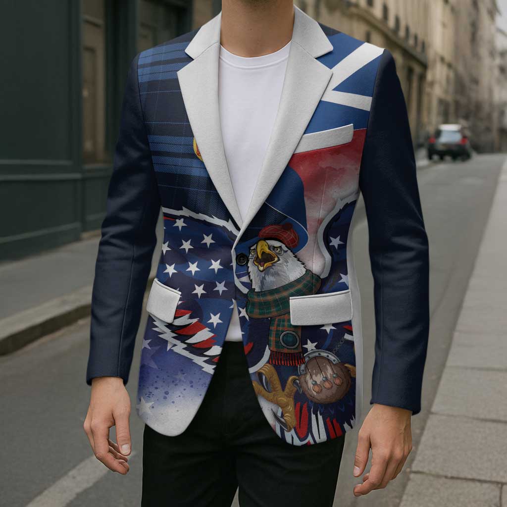 Scottish-American Heritage Month Blazer USA Eagle with Scottish Traditional Costume