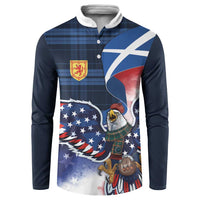 Scottish-American Heritage Month Button Sweatshirt USA Eagle with Scottish Traditional Costume