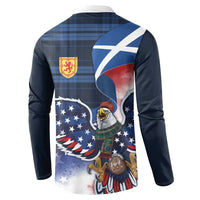 Scottish-American Heritage Month Button Sweatshirt USA Eagle with Scottish Traditional Costume
