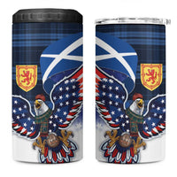 Scottish-American Heritage Month 4 in 1 Can Cooler Tumbler USA Eagle with Scottish Traditional Costume