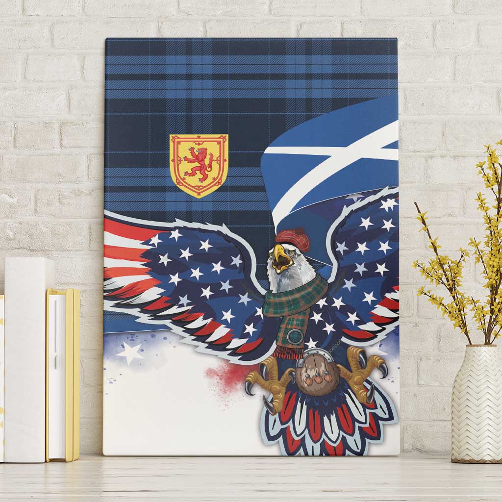 Scottish-American Heritage Month Canvas Wall Art USA Eagle with Scottish Traditional Costume