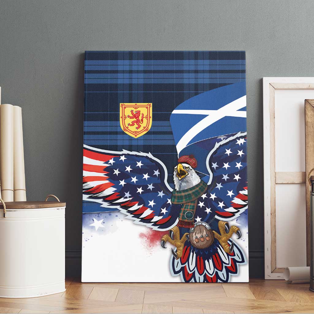 Scottish-American Heritage Month Canvas Wall Art USA Eagle with Scottish Traditional Costume