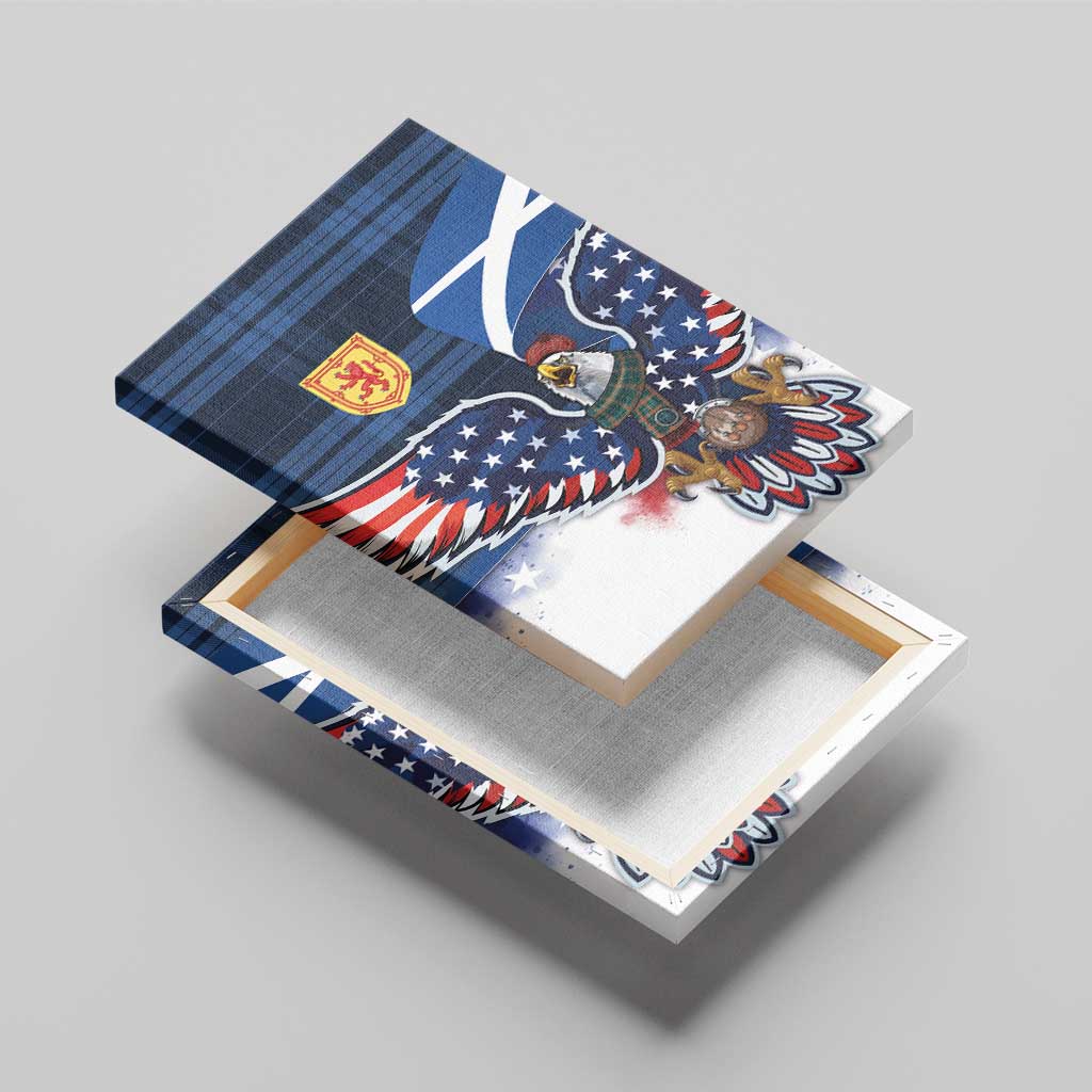 Scottish-American Heritage Month Canvas Wall Art USA Eagle with Scottish Traditional Costume
