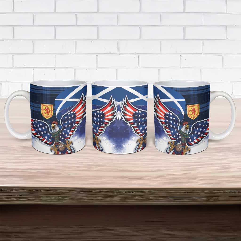 Scottish-American Heritage Month Ceramic Mug USA Eagle with Scottish Traditional Costume