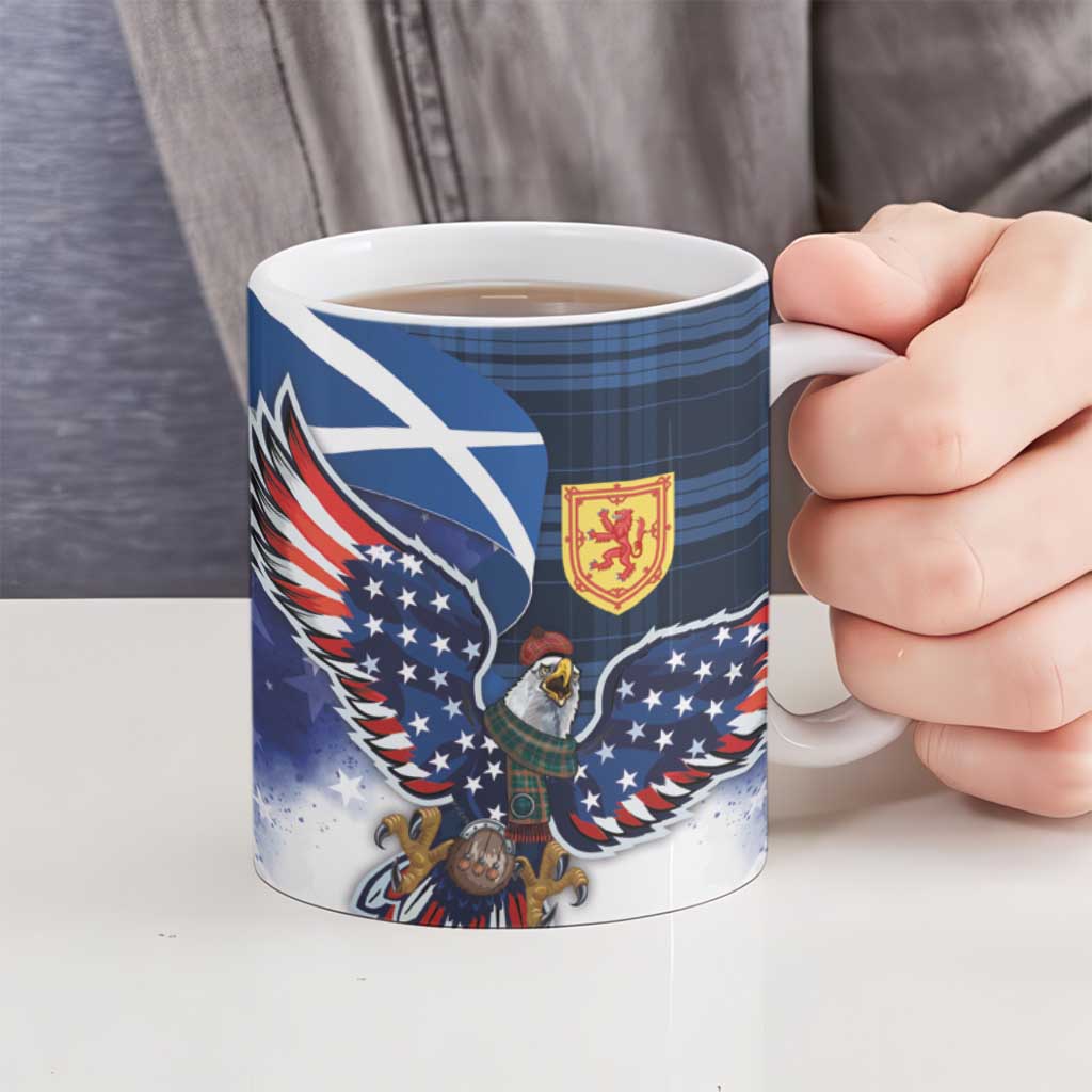 Scottish-American Heritage Month Ceramic Mug USA Eagle with Scottish Traditional Costume