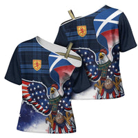 Scottish-American Heritage Month Cross Shoulder Shirt USA Eagle with Scottish Traditional Costume