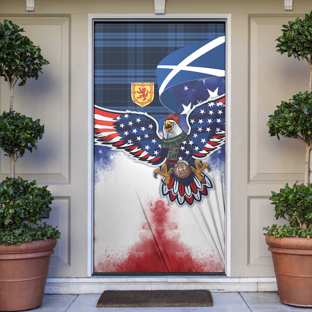 Scottish-American Heritage Month Door Cover USA Eagle with Scottish Traditional Costume