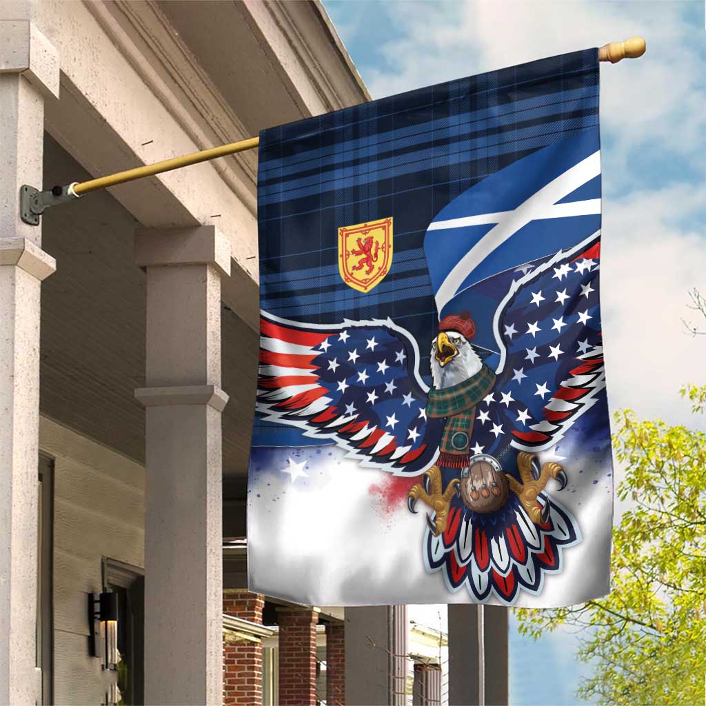 Scottish-American Heritage Month Garden Flag USA Eagle with Scottish Traditional Costume