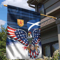 Scottish-American Heritage Month Garden Flag USA Eagle with Scottish Traditional Costume