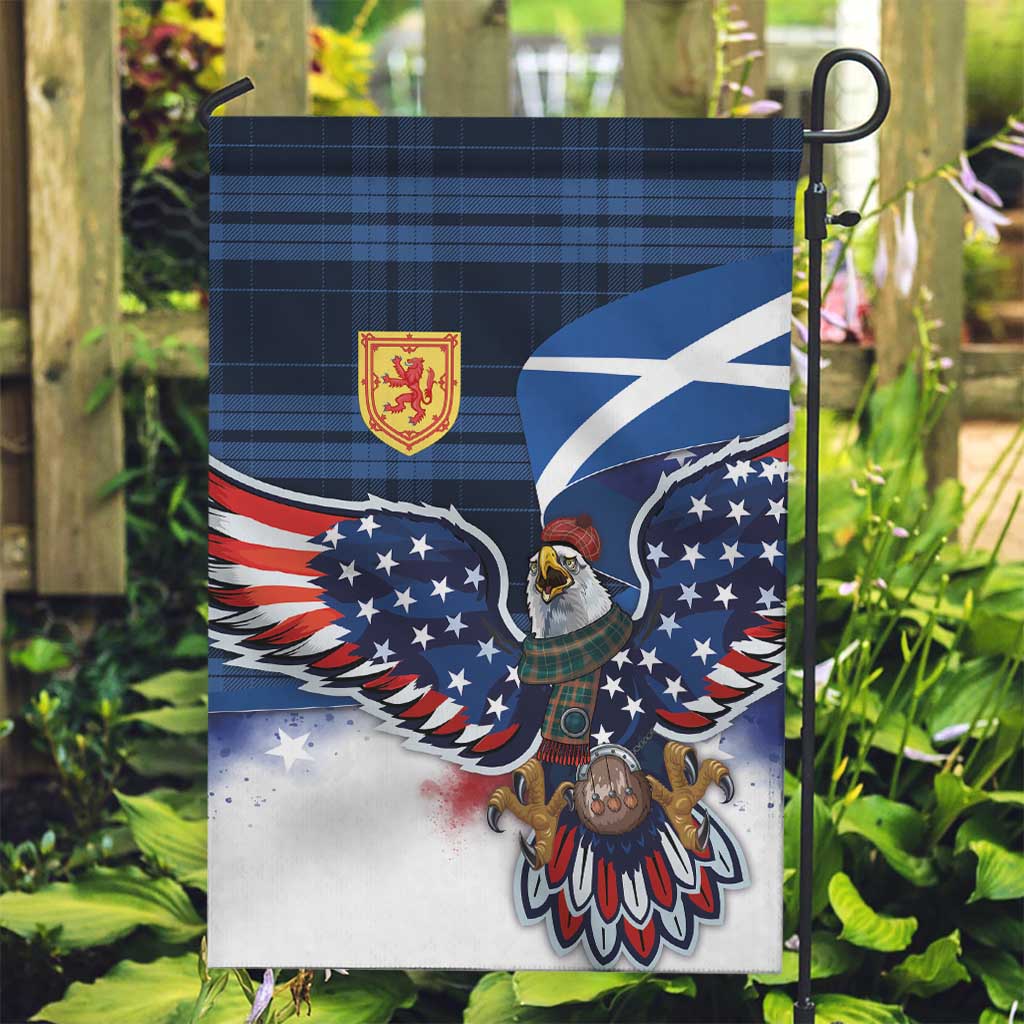 Scottish-American Heritage Month Garden Flag USA Eagle with Scottish Traditional Costume