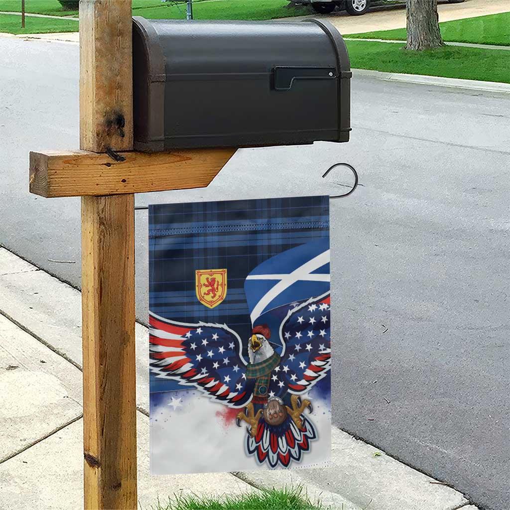 Scottish-American Heritage Month Garden Flag USA Eagle with Scottish Traditional Costume