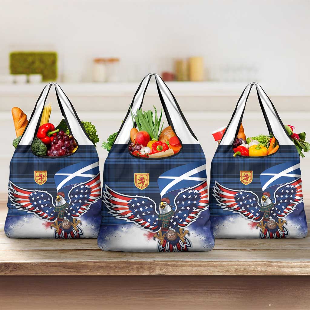 Scottish-American Heritage Month Grocery Bag USA Eagle with Scottish Traditional Costume