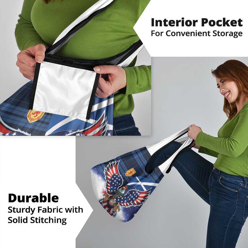 Scottish-American Heritage Month Grocery Bag USA Eagle with Scottish Traditional Costume