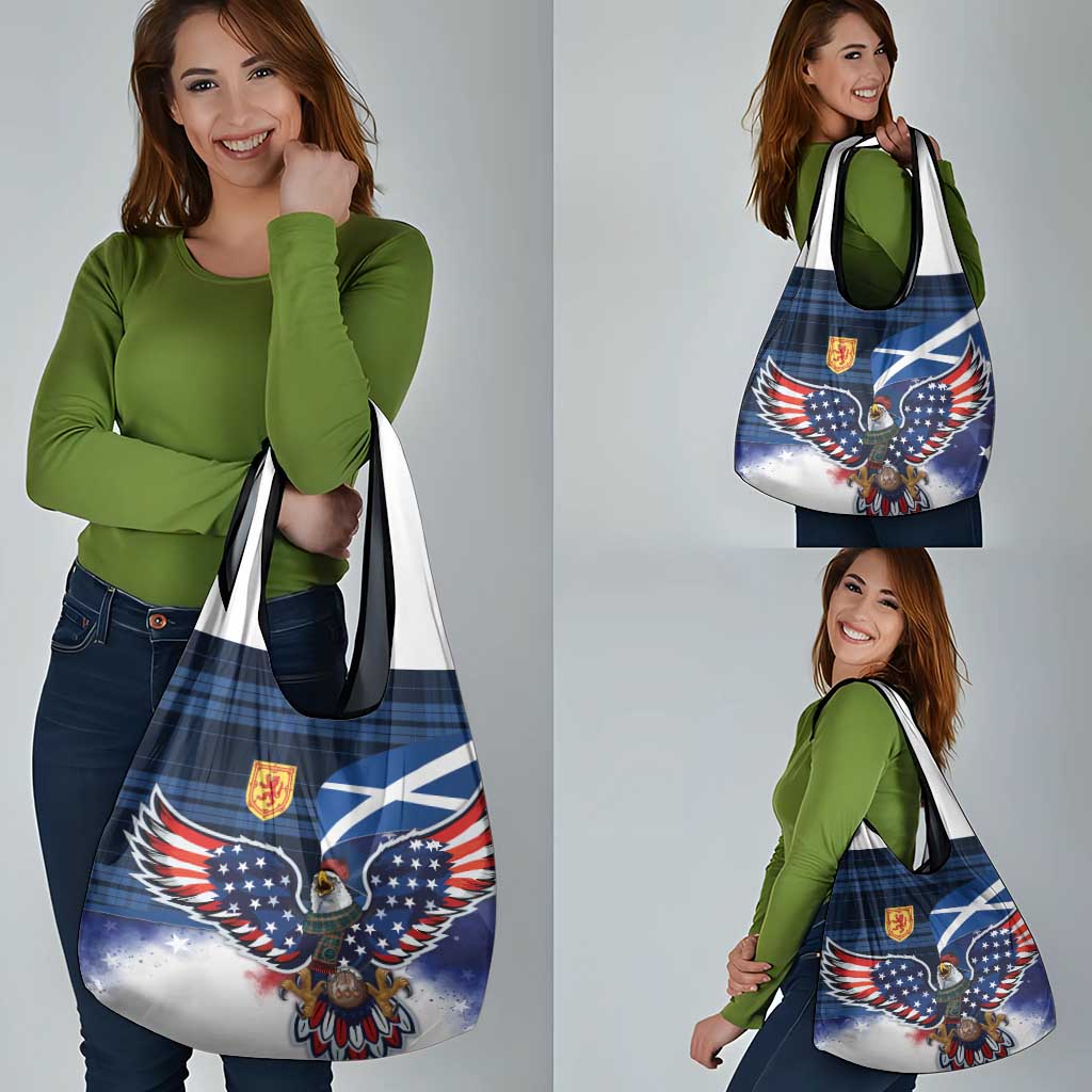 Scottish-American Heritage Month Grocery Bag USA Eagle with Scottish Traditional Costume