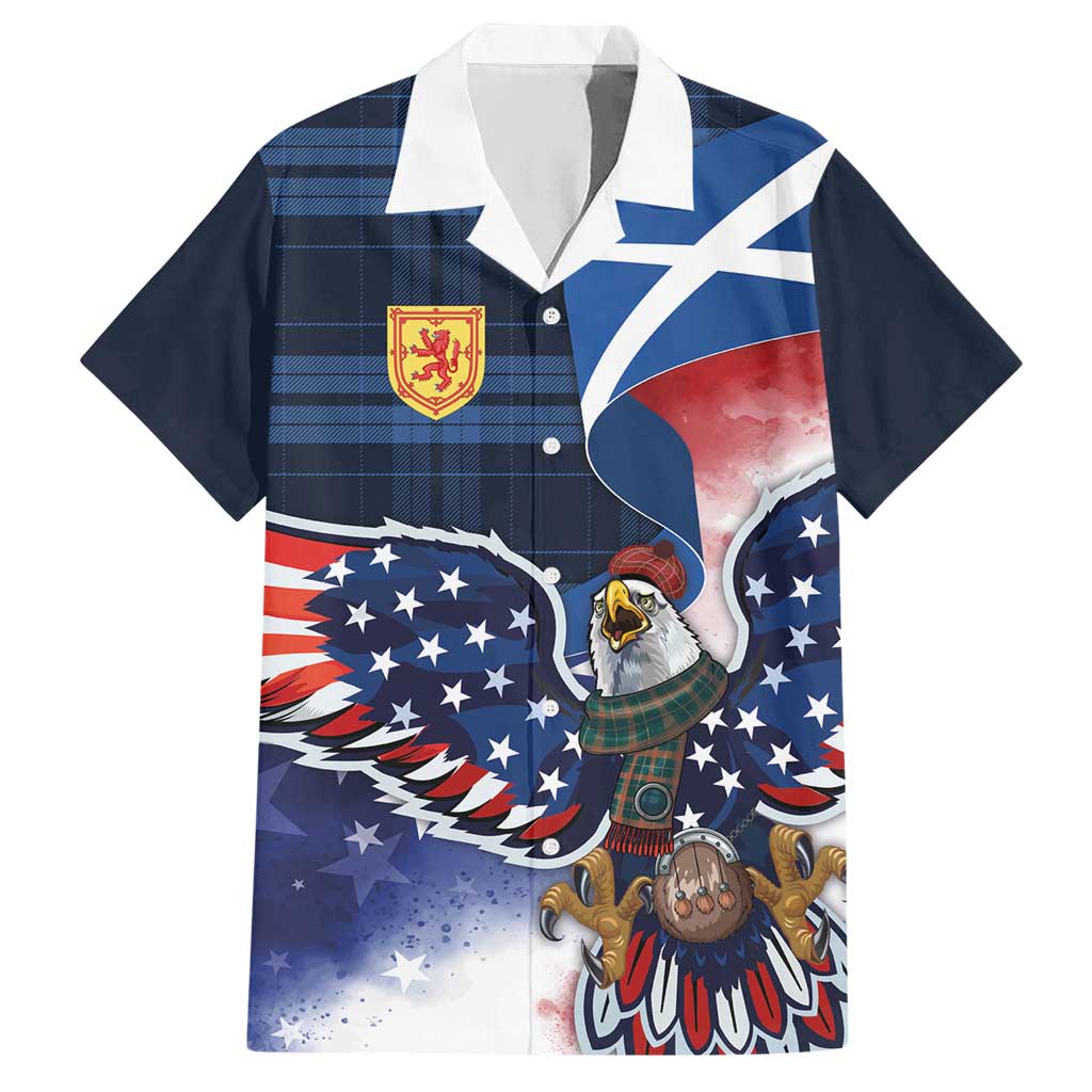 Scottish-American Heritage Month Hawaiian Shirt USA Eagle with Scottish Traditional Costume