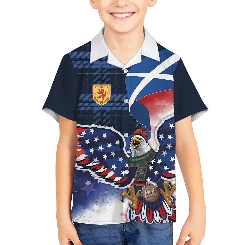 Scottish-American Heritage Month Hawaiian Shirt USA Eagle with Scottish Traditional Costume