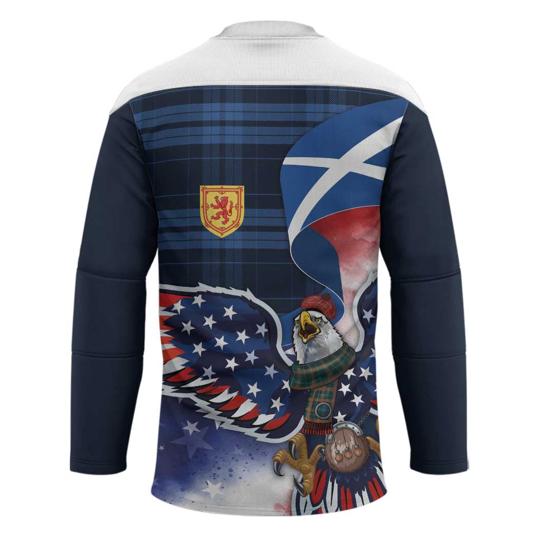 Scottish-American Heritage Month Hockey Jersey USA Eagle with Scottish Traditional Costume