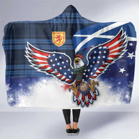 Scottish-American Heritage Month Hooded Blanket USA Eagle with Scottish Traditional Costume