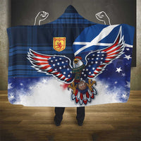 Scottish-American Heritage Month Hooded Blanket USA Eagle with Scottish Traditional Costume
