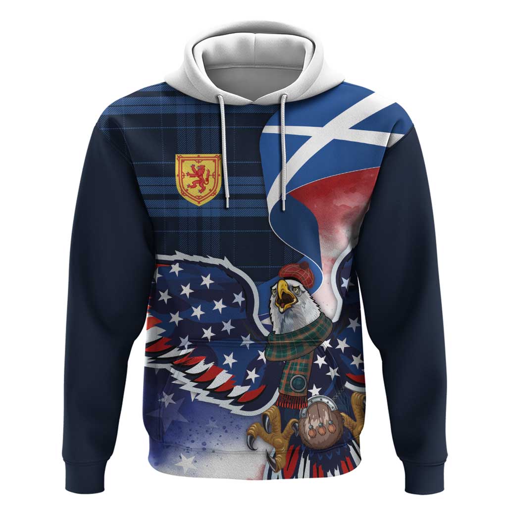 Scottish-American Heritage Month Hoodie USA Eagle with Scottish Traditional Costume